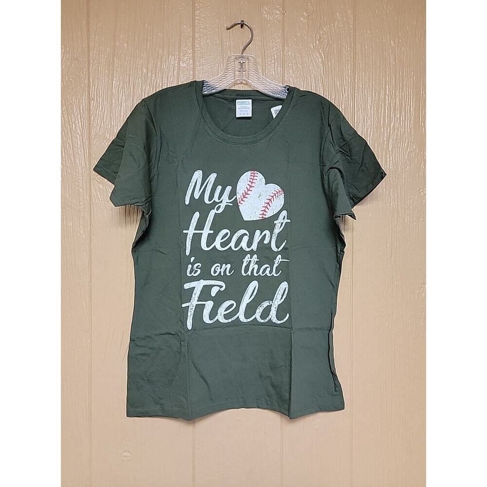 Port & Company Womens Essential Crew Neck T-Shirt sz Large Green Baseball